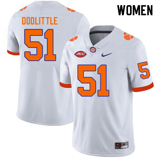 Women #51 Colby Doolittle Clemson Tigers College Football Jerseys Sale-White